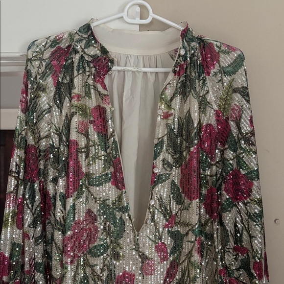 Chic Long Sleeve Floral Dress in Pink and Green - Picture 4 of 4